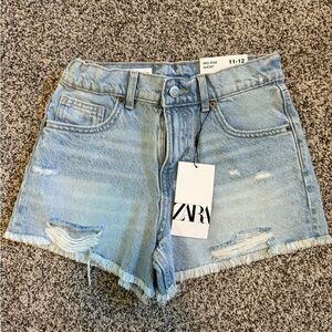 Zara Mid-Rise Light Blue Denim Girls Shorts 11-12 Years NWT